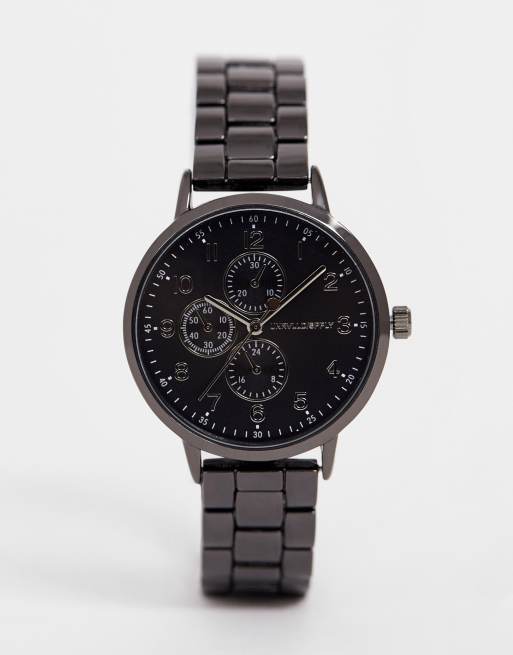 ASOS DESIGN skinny bracelet watch in gunmetal