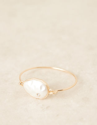 Asos Design Skinny Bracelet With Faux Semi Precious Stone And Crystal In Gold