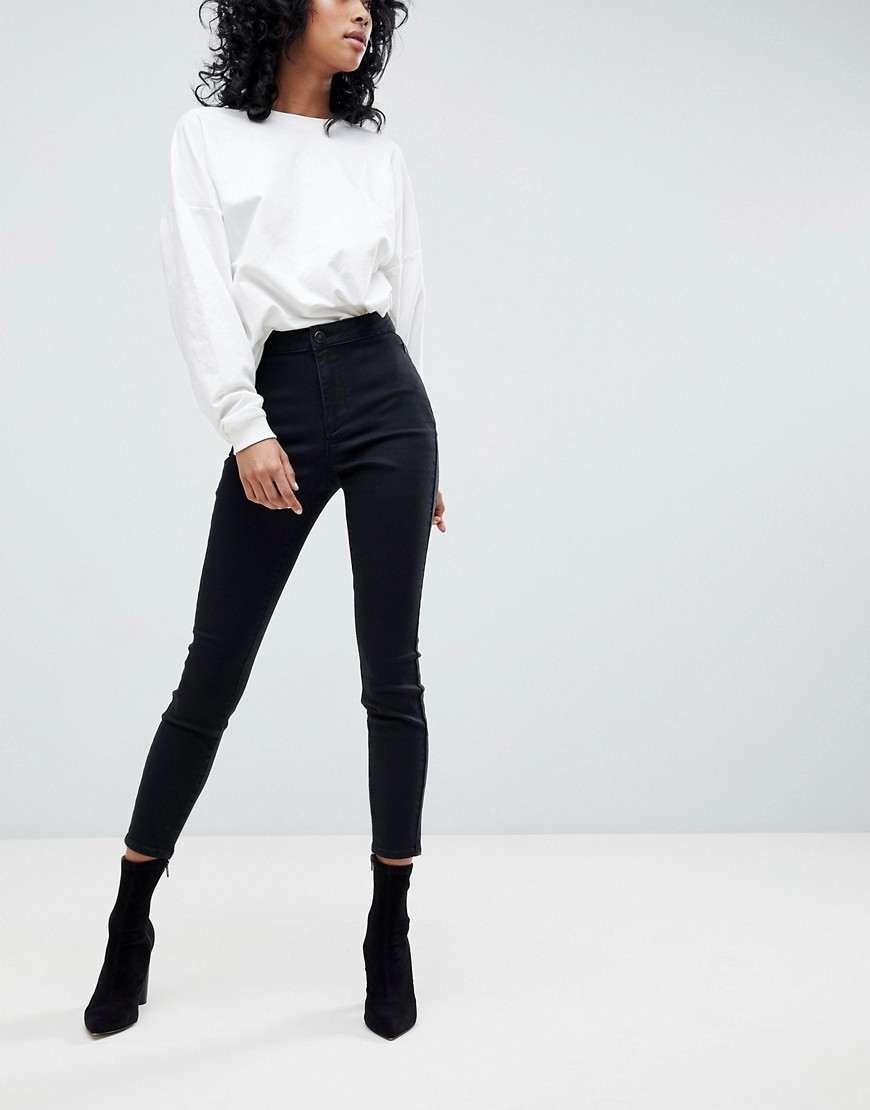 ASOS DESIGN - Skinny broek met enkellengte en ritszakken aan de zijkant-Zwart