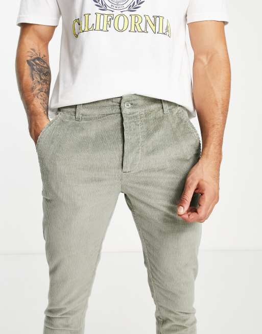 ASOS DESIGN - Skinny broek van corduroy met stretch in kaki , 3 van 4