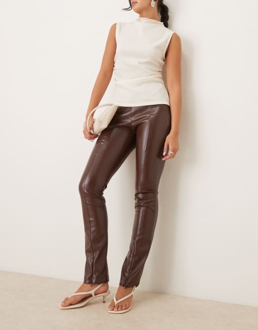 ASOS DESIGN - Skinny broek van imitatieleer in bruin , 2 van 5