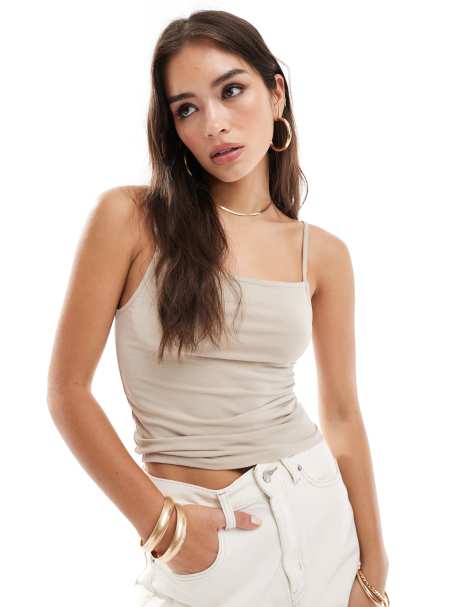 ASOS DESIGN skinny cami in stone - view 1