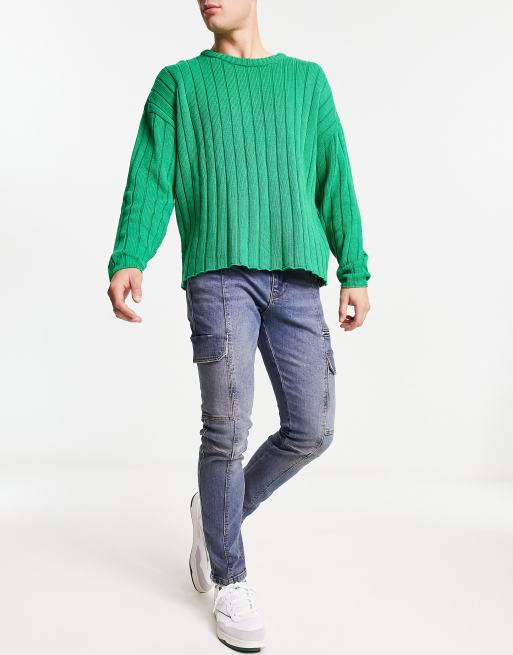 ASOS DESIGN skinny cargo jeans in mid blue
