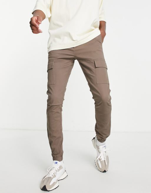 ASOS DESIGN skinny cargo pants in brown