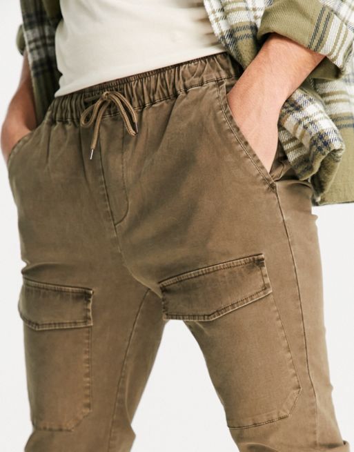 ASOS DESIGN skinny cargo pants in brown