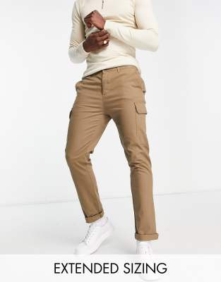 ASOS DESIGN skinny cargo cuffed pants in khaki - ShopStyle