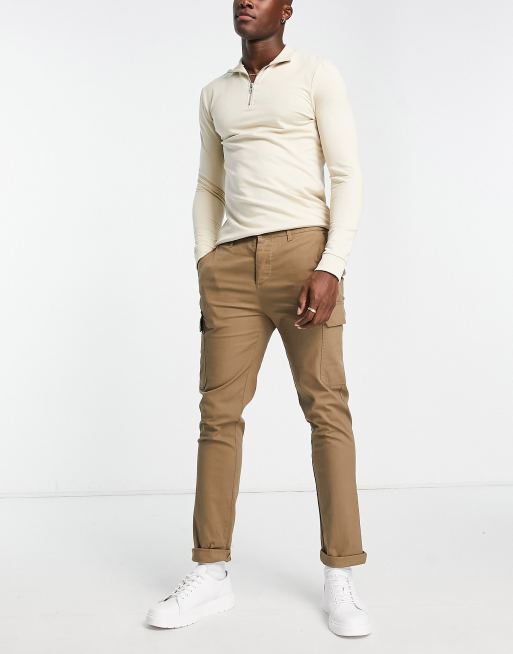 ASOS DESIGN skinny cargo pants in brown