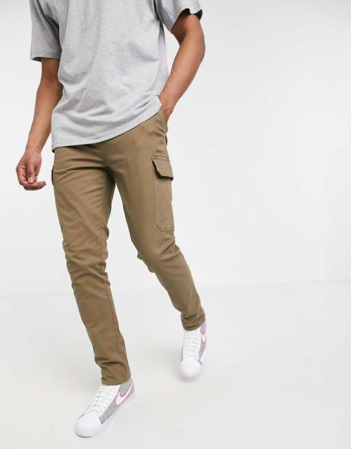 ASOS DESIGN Tall washed moto cargo pants with 3D pockets in brown