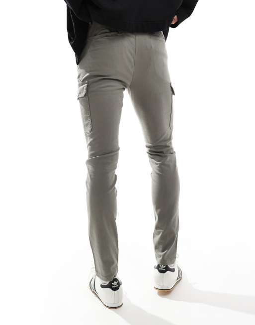 ASOS DESIGN skinny cargo pants in gray