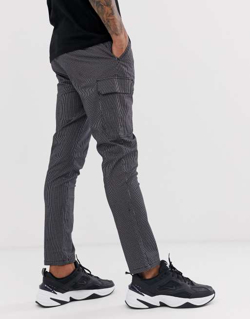 ASOS DESIGN skinny cargo pants in grid check