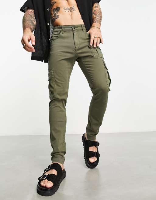 ASOS DESIGN skinny cargo pants in khaki