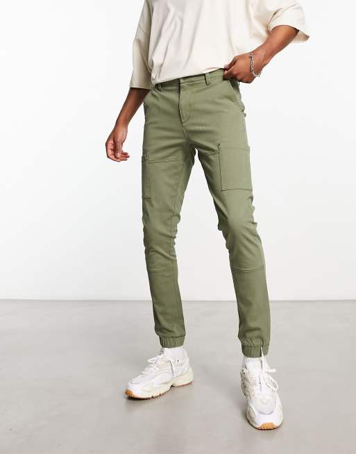 Green skinny sale cargo pants mens