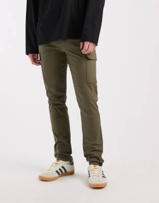 Asos Design Skinny Cargo Pants In Green