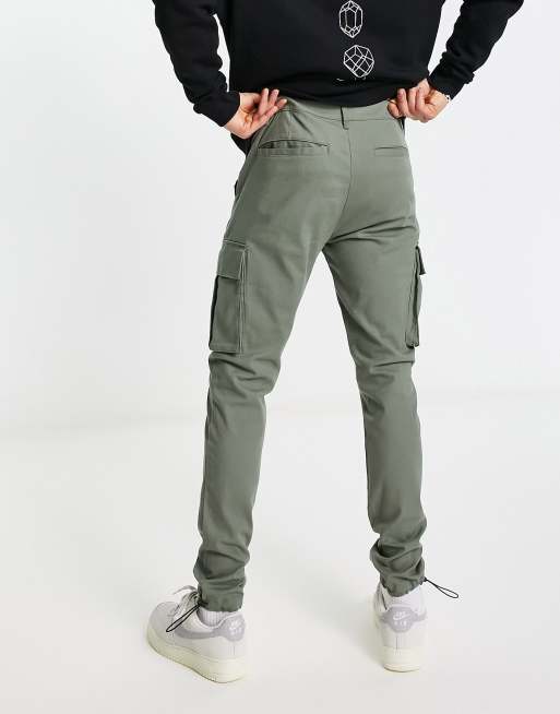 ASOS DESIGN skinny cargo cuffed pants in khaki - ShopStyle