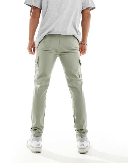 ASOS DESIGN skinny cargo pants in sage green