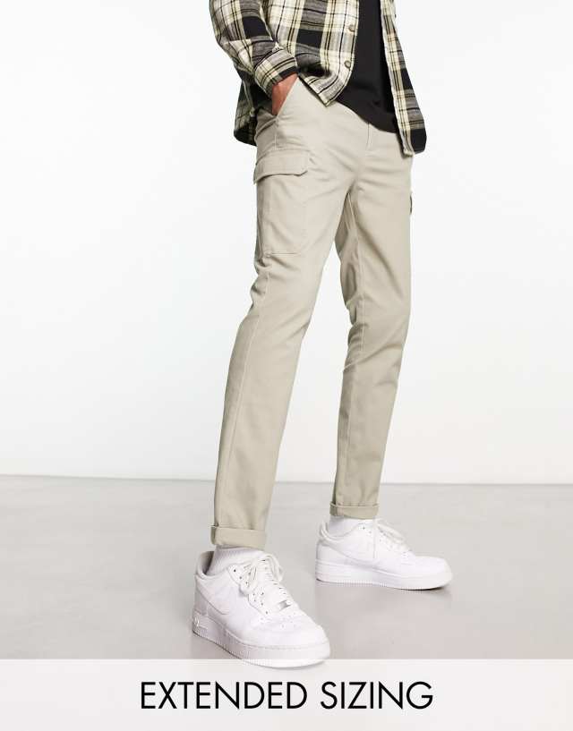 ASOS DESIGN skinny cargo pants in stone