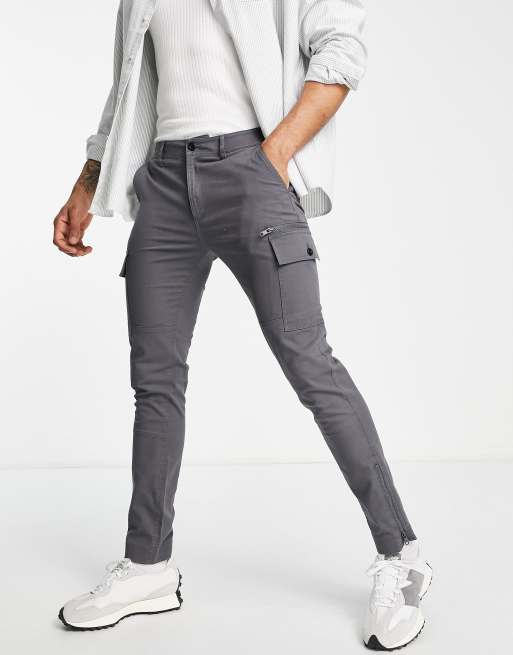 ASOS DESIGN skinny cargo pants in washed black