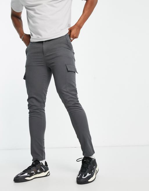 ASOS DESIGN skinny cargo pants in washed black