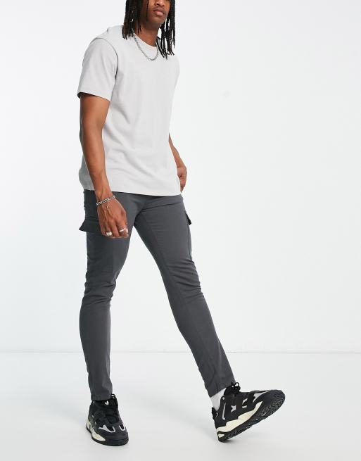 ASOS DESIGN skinny cargo pants in washed black