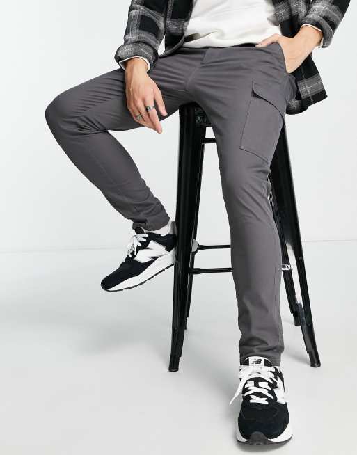 ASOS DESIGN skinny cargo pants in washed black