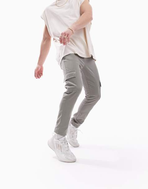 ASOS DESIGN skinny cargo pants with cuffed hem in light khaki - view 1