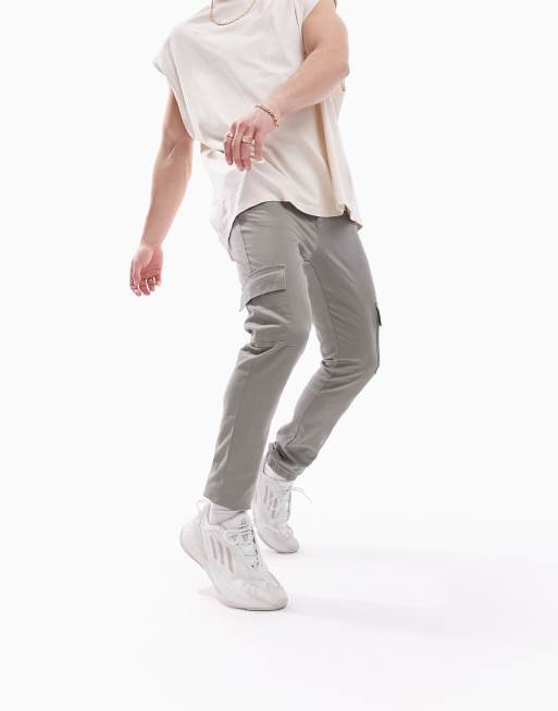 ASOS DESIGN skinny cargo trousers in grey