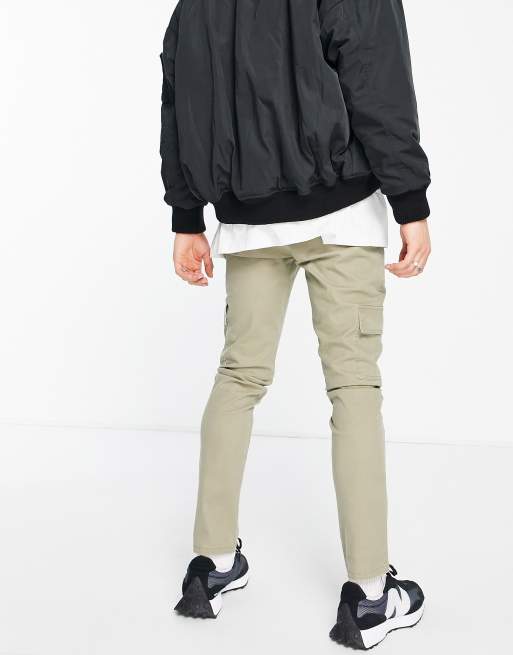 ASOS DESIGN skinny cargo trousers in khaki