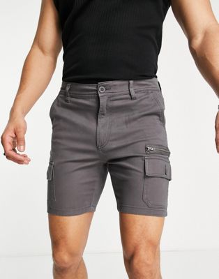 ASOS DESIGN skinny cargo shorts in charcoal