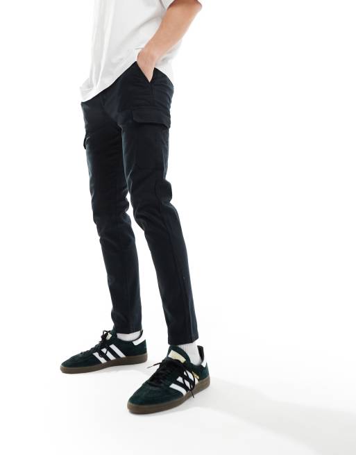 ASOS DESIGN skinny cargo pants in washed black