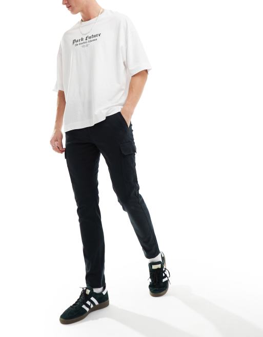 ASOS DESIGN skinny cargo trousers in black