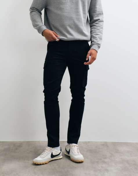 ASOS DESIGN skinny cargo trousers in black - view 1
