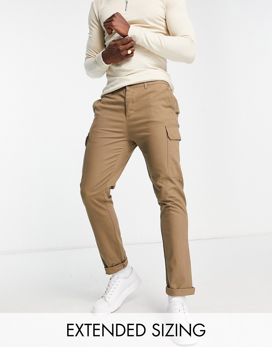 Asos Design Skinny Cargo Trousers In Brown