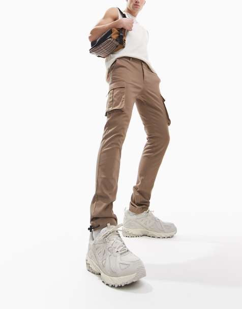 ASOS DESIGN skinny cargo trousers in brown - view 1