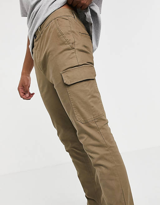  skinny cargo trousers in brown 
