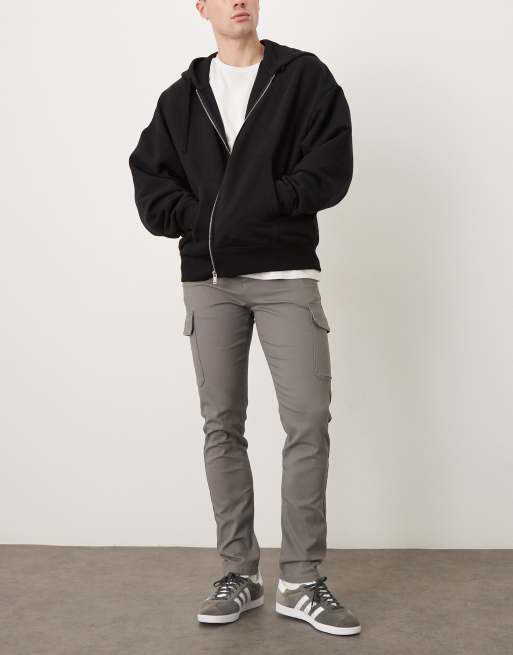 ASOS DESIGN skinny cargo trousers in charcoal, 2 of 5
