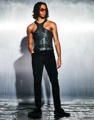 ASOS DESIGN skinny cargo trousers in cord in black - ASOS Price Checker