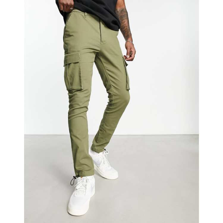 ASOS DESIGN skinny cargo trousers in khaki