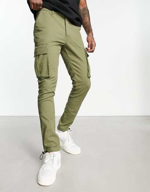 ASOS DESIGN skinny cargo trousers in khaki