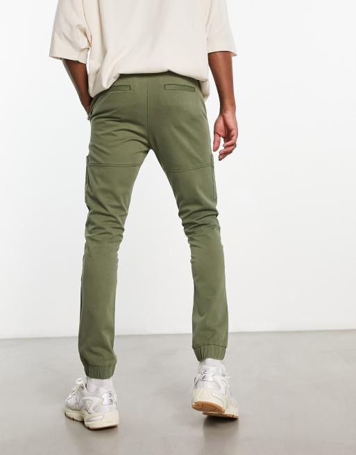 ASOS DESIGN skinny cargo trousers in khaki