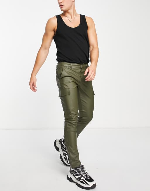 Leather look cargo on sale pants