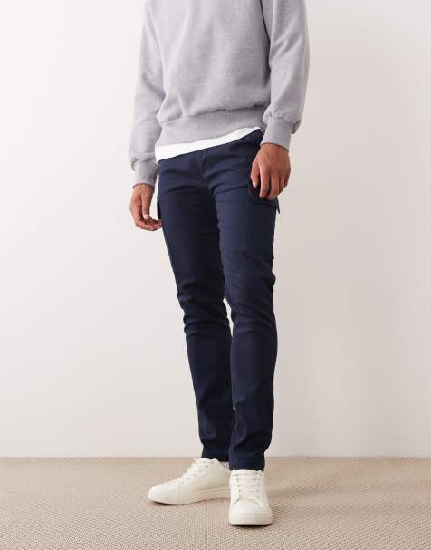 ASOS DESIGN skinny cargo trousers in navy