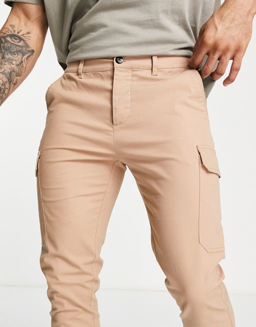 ASOS DESIGN skinny cargo trousers in khaki
