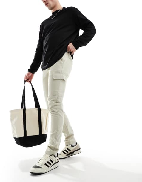 ASOS DESIGN skinny cargo trousers in stone - view 1