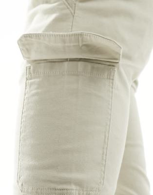 ASOS DESIGN skinny cargo pants in stone