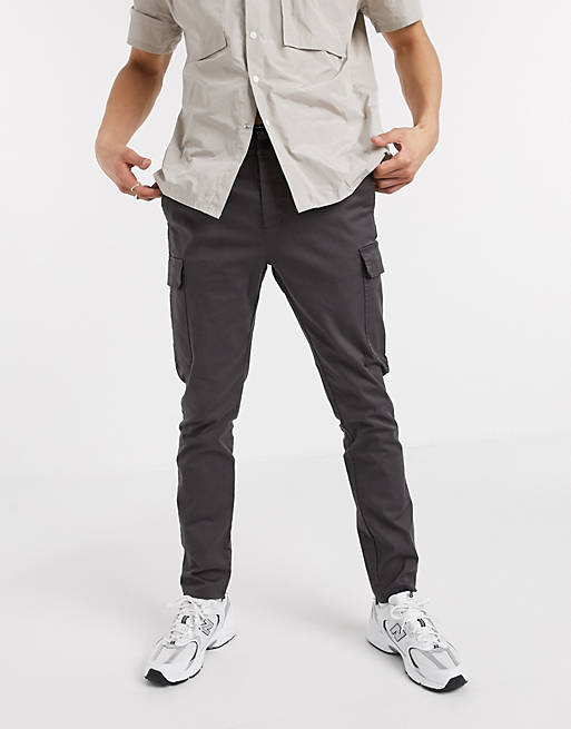  skinny cargo trousers in washed black 
