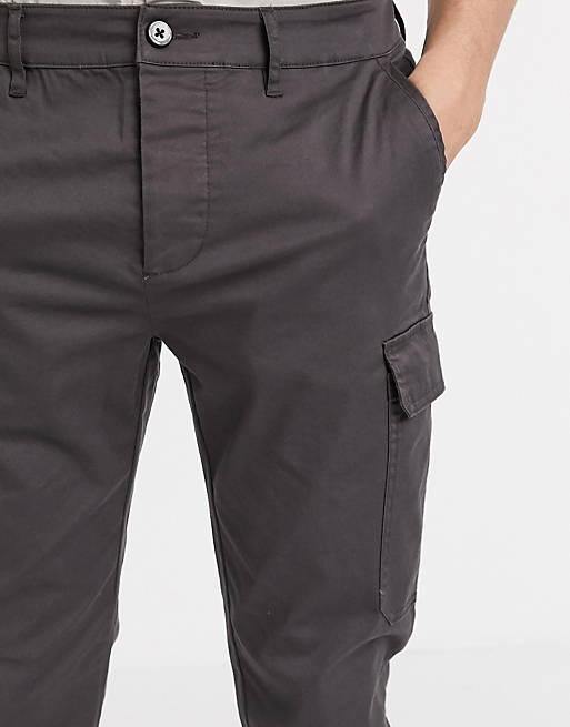  skinny cargo trousers in washed black 
