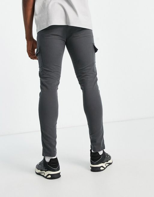 ASOS DESIGN skinny cargo trousers in washed black