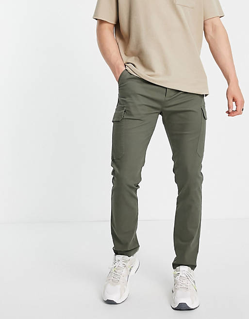  skinny cargo trousers in washed green 