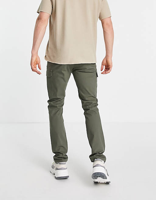  skinny cargo trousers in washed green 