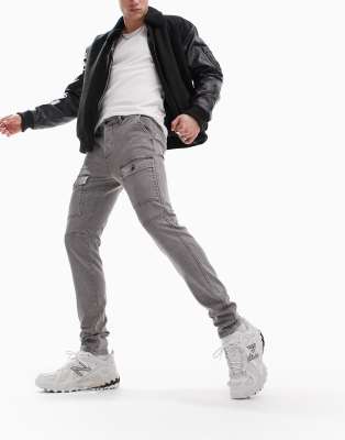 ASOS DESIGN skinny cargo pants in washed grey - ASOS Price Checker